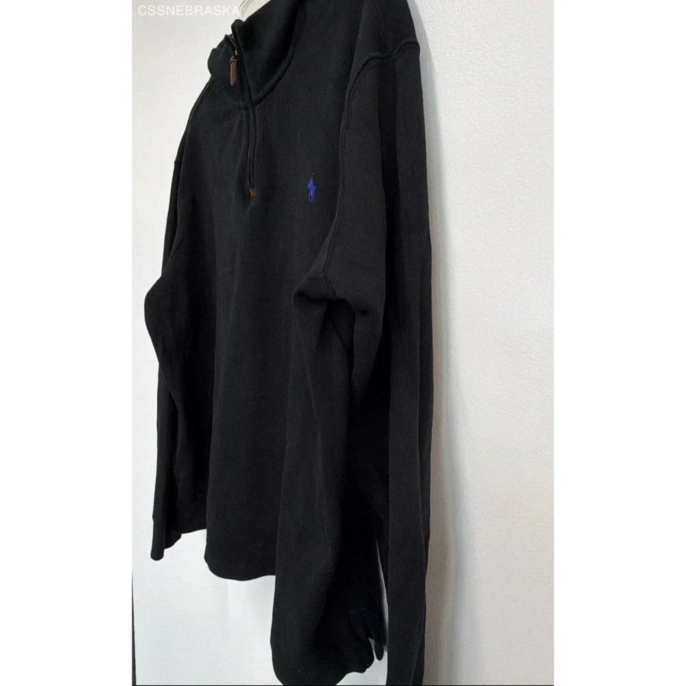 Polo Ralph Lauren Black cotton quarter-zip or half-zip sweater. - Size‎ XL